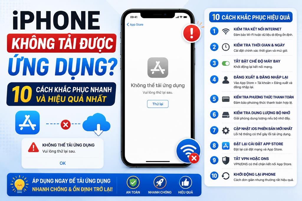 iPhone Không Tải Được Ứng Dụng? 10 Cách Khắc Phục Nhanh Và Hiệu Quả Nhất